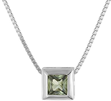 trendor Damen-Kette 925 Silber mit Anhänger synth. Turmalin Schmuckstück für Damen, zauberhafte Geschenkidee, zeitloser Halsschmuck, 51655-05-45 45 cm
