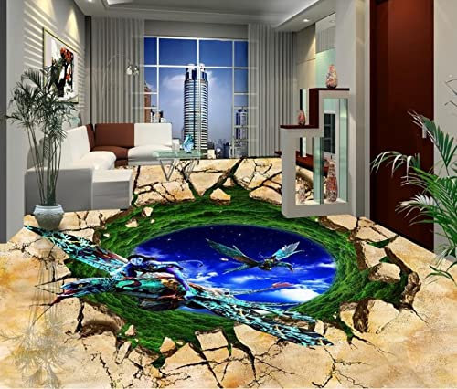 3D Selbstklebende Abnehmbaren Durchbrechen Die Mauer Vinyl Wandsticker Fototapete 3D Bodenbelag Selbstklebende Tapete Blue Sky Avatar 3D Bodenfliesen Für Wohnzimmer Schlafzimmer,300X210Cm Wand Deko