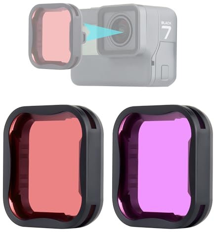 YALLSAME Dive Filter for GoPro Hero 7 6 5 Black in Color Red & Magenta Ideal for Diving Snorkeling Lens Filter Underwater Accessories Set for Go Pro 7 6 5 Black (2 Pack)