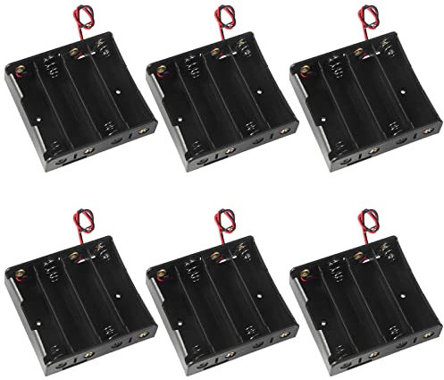 AOICRIE 6 Stück 3.7V 18650 Batteriehalter Gehäuse Kunststoff Akku Aufbewahrungsbox mit Wire Leads(4 Solts), 18650 Akku Gehäuse Spiralfeder, Akkupack 18650 3.7V