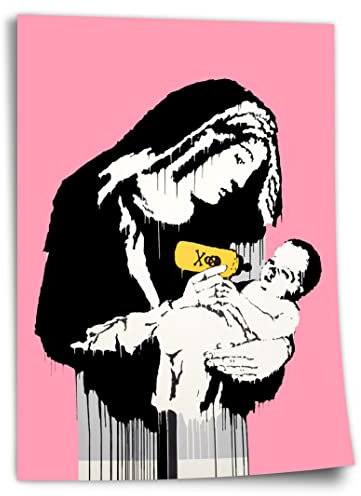 Poster Banksy Heilige Maria - Konsumkritik Modern Street-Art - Moderner Kunstdruck Klein bis Groß XXL - Geschenk Wohnzimmer, Schlafzimmer Kunstdruck ohne Rahmen, Wandbild - A4, A3, A2, A1, A0, XXL ..