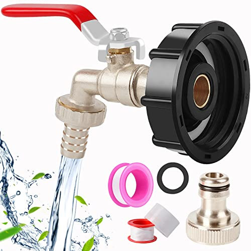 IBC Container ZUBEHÖR IBC Tank Zubehör Ibc Tank Adapter Brass IBC Tote Tank Valve For S60x6 Wassertank 1000L IBC Adapter Gartenschlauch Wassertank Schlauchanschluss Ersatz Für IBC Regenwasser Tanks