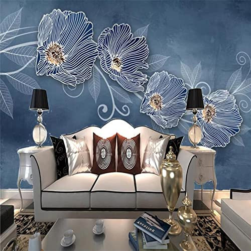 YABAOST Papier Peint Adhesif Mural 140X70Cm Papier Peint Autocollant 3D Pvc Étanche Mode Plantes Fleurs Décoration Murale Xxl Poster Tableaux Muraux Tapisserie Photo Trompe L'Oeil