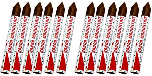 Barra de Pintura Facial Infantil Halloween Carnaval - Maquillaje de Cara para Fiesta No Toxica Pack 12 Barras de Color Marron