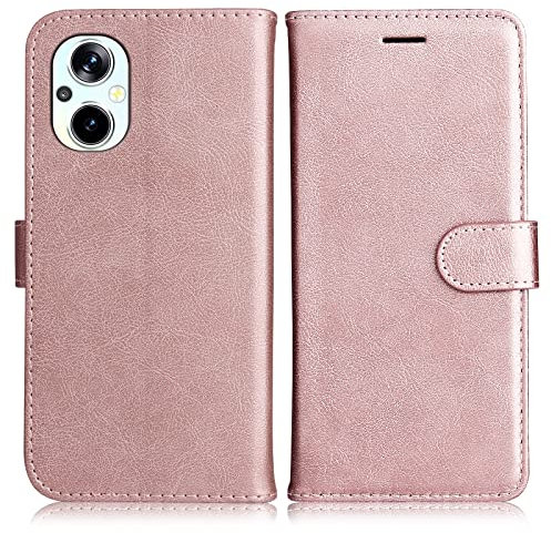DENDICO Coque pour Oppo Reno 8 Lite 5G / Oppo Reno 7 Lite 5G / Oppo A96 5G, PU en Cuir Coque Portefeuille Étui Housse, Design Classique TPU Coque pour Oppo Reno 8 Lite 5G / Oppo A96 5G, Rose