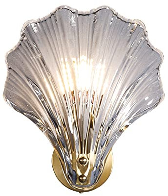 KRIPINC LED Wandleuchte Innen, Shell Geformte Wandlampe Innen E14, Shell Geformte Wandleuchte Glas, Wandlampe Modern, Wandleuchte Innen Vintage für Wohnzimmer Schlafzimmer Nachttisch (Transparente)