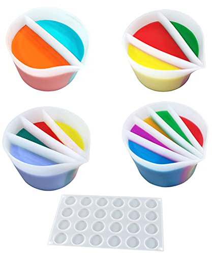 ZOOMPIL Coupelle Fendue en Silicone, Acrylique Pouring Cup, Réutilisable Split Cup pour Pouring, pour Verser de la Peinture Pour Résine Art Dessin Fournitures, 5 Pièces