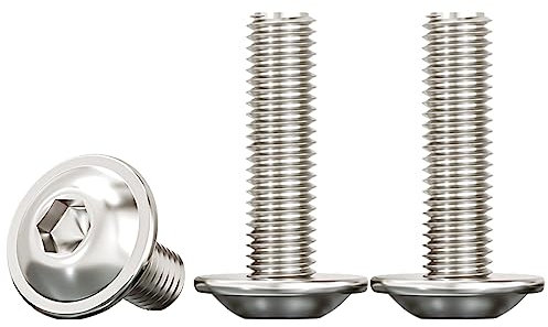 Drenky Viti a Testa Bombata con Esagono Incassato e Flangia M6x25mm,20 Pezzi Bullone Meccanico Acciaio Inox A2 V2A Viti Completamente,Filettatura Completa Metrica