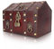 Gugxiom Schatztruhe, Schatzkiste aus Holz mit Zahlenschloss, Handgefertigte Dekorative Box, Vintage-Holzkiste Zur Schmuckaufbewahrung, Schreibtisch-Aufbewahrung, Piraten-Dekoration (Vintage-Rot)