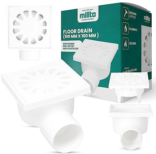Millto™ Bodenablauf Ablaufrost 5x10x10cm Seitlich Auslass Kellerablauf Metall Waagerecht Quadratischer Garagenablauf Kanalisationsgitter Entwässerung Abfallgitter Nassraumablauf