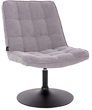 SVITA Henry Loungestuhl Polsterstuhl Drehsessel Drehfuß Loungesessel Cord Grau