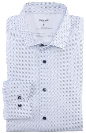 OLYMP Herren Businesshemd Langarm No.Six.24.Seven,Rotationsdruck,super Slim,Modern Kent,bleu 11,44