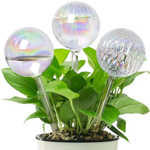 MOANYI 6 Pcs Plant Watering Globes, Rainbow Automatic Waterer Bulbs, Glass Self Watering Globes Keeps Your Plants Hydrated