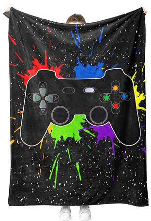 Gamepad Kuscheldecke Flanell Decke Spielkonsolen-Muster Fleecedecke Flauschig Weich und Warme,3D Gamepad Wohndecke Sofadecke Couchdecke Für Teens Erwachsene.(G3, 150x200 cm)
