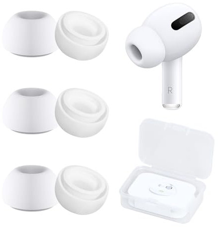 [3 Pairs] Replacement Ear Tips for AirPods Pro & AirPods Pro 2, Silicone Ear Buds with Noise Reduction Hole, Soft Anti Slip Ear Tips Buds with Portable Storage Box (Sizes M)