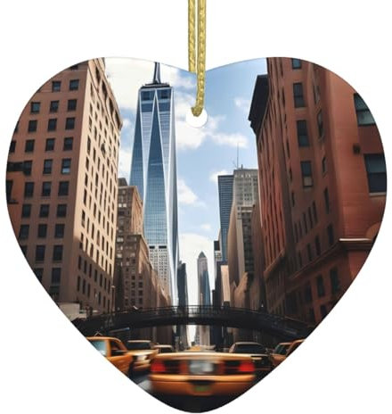 New York Herzförmige Keramikdekorationen - Ästhetische Weihnachtsschmuck & Festivalzubehör