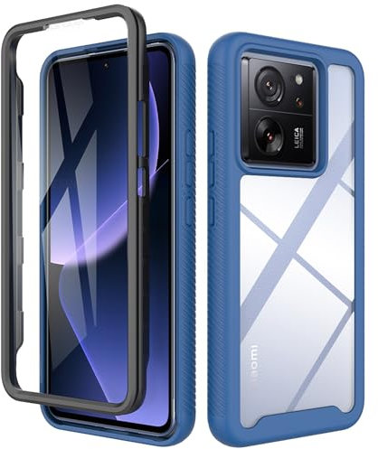 ESTH® Funda para Xiaomi 13T Pro/Xiaomi 13T [Protección Completa Anti-caída de 360°] Carcasa Transparente de Grado Militar con Protector de Pantalla Incorporada, Azul Oscuro