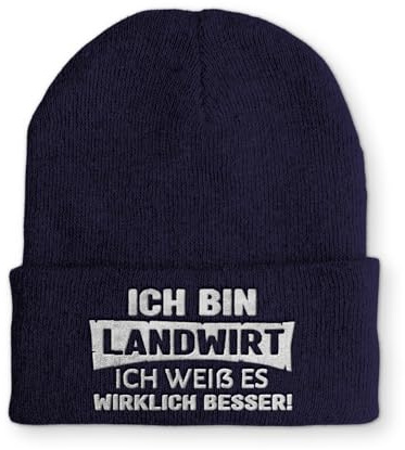 Spruchmütze Strickmütze Landwirt Wintermütze Mütze lustige Beanie mit Stick