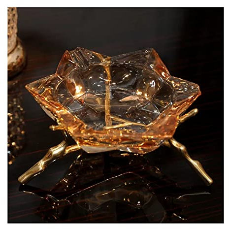 Cendriers Cendrier moderne en laiton, verre cristal, style à six pétales, table à thé, salon, décoration de table, bureau, salon de thé, cendrier à cigarettes Cendrier