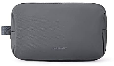 bagsmart Trousse de toilette pour homme, trousse de toilette de voyage, trousse de toilette avec double fermeture éclair, grand espace de rangement, 5 l, 1-gris, Base