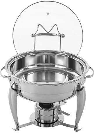 biniliubi Chafing Dish Professioneller Speisenwärmer, rund, Catering, Buffets, Besteck, professionell, Edelstahl, Buffet, Heizgerät, professionell, Chafing Dish, Verwendung, transparenter Deckel (4 l)