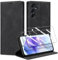 Guisessy Handyhülle für Samsung Galaxy A55 5G Hülle Leder und 2 Schutzfolie, Premium Klappbar Flip Wallet mit Magnet Kartenfach Standfunktion Schutzhülle für Samsung A55 5G, Schwarz