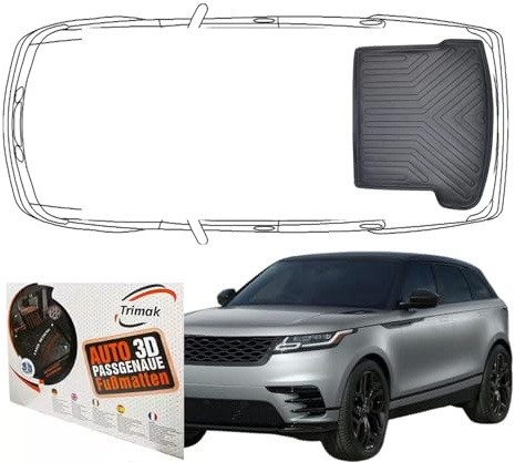 Trimak Passgenau 3D Kofferraumwanne Kompatibel mit Range Rover Velar 2017-2020 *Nicht passend für Facelift ab 2021* Kofferraummatte Schutzmatte Auto Zubehör Antirutschmatte Kantenschutz TPE