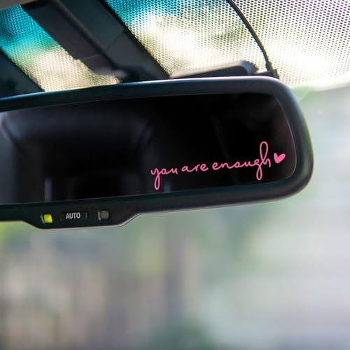 AOZUO Pack of 4 Instagram Stickers - You Are Enough Rear View Mirror Sticker, Car Window Self Affirmations, Cosmetic Mirror Sticker for Women, Water Bottle, Laptop, Bumper, Car Accessories, Gifts