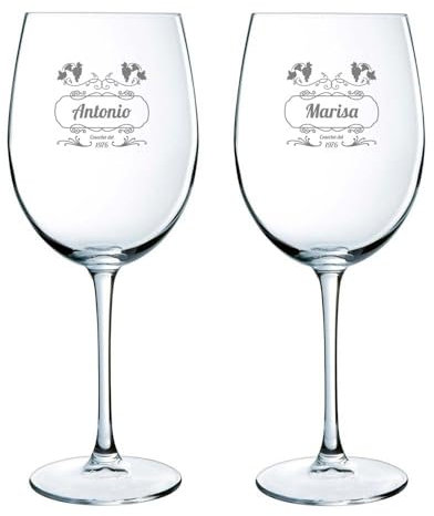 CALLE DEL REGALO Verres à vin personnalisés | 2 verres à vin de 580 ml