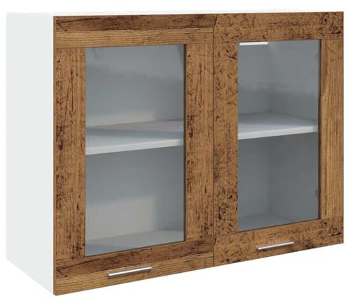 vidaXL Hängeglasschrank Lyon Altholz-Optik 80x31x60 cm Holzwerkstoff