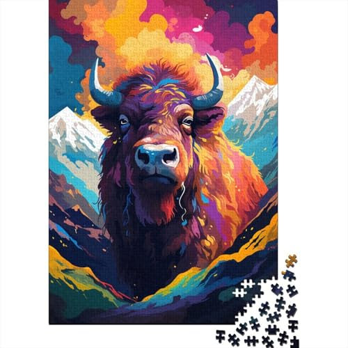Buntes Art Yak-Puzzle mit 500 Teilen. Buntes Art Yak-Puzzle für Kinder. Kreative Holzbrett-Puzzles. Tolles Geschenk für Kinder. 500 Teile (52 x 38 cm).
