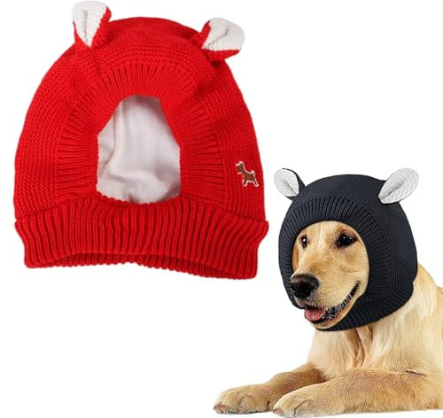 champracer Gehörschutz Für Hunde Silvester, Ohrenschützer Hund, Lärmschutz Gehörschutz Hund Silvester, Kopfhörer Beruhigende Kopfbedeckungen Für Hunde Anti-Ängste (Rot)