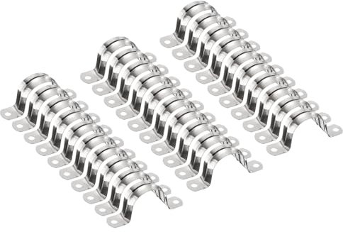 sourcing map 30 Stück 35 mm Rohrschellen, M35 U-Rohrschellen, Edelstahl, starres Rohrband, U-förmige Halterung mit zwei Löchern für Rohr, Schlauch, Drahtschnur, Befestigung