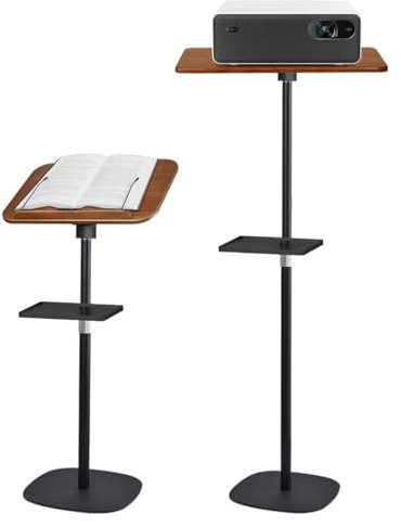 AUORUSI Vielseitig Buchständer,Höhenverstellbarer 50-130 cm,mit Stabilem Bodenständer,Geeignet als rezepthalter Holz,notenständer tisch,stehpult,projector stand,Ideal für Büro & Zuhause