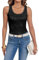 Imily Bela Top Damen Sommer Pailletten Tanktop Slim Fit U-Ausschnitt Ärmellos Elegant Oberteile Sexy Party Bluse Cocktail Club Outfits(Schwarz,S)