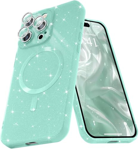 Micoden for iPhone 16 Pro Max Case Bling Compatible with Magsafe Mint Green