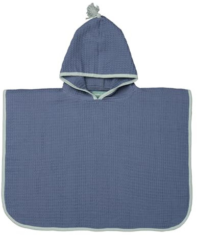 molis&co. Poncho da bagno per bambini 3-4 anni. Blue Ocean. Telo mare con cappuccio. Accappatoio per bambini leggero e compatto. (OEKO-TEX 100).