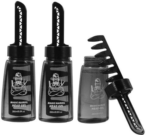 FOMIYES 3St Kamm-Styling-Gel Stylingkamm für Männer Färberei Haargel für Männer hair oil applicator haarsprüher flasche Haargelflasche mit Kamm Leere Haarwachs-Gel-Flasche Plastik Black