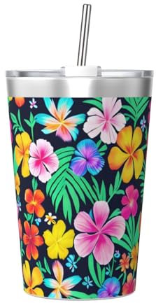 Bouteille thermos imprimée de fleurs colorées – Ultra légère et portable, convient pour toutes les saisons