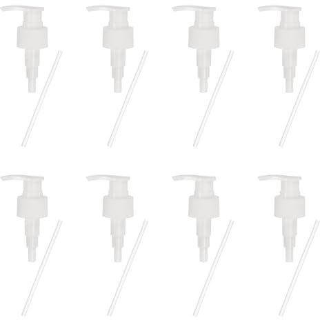 sourcing map 8 Pcs Soap Dispenser Pump Heads Soap Dispensers Top Pumps Replacement Switch Pumphead for Standard 28/410 Neck Size Lotion Shampoo Bottle, White