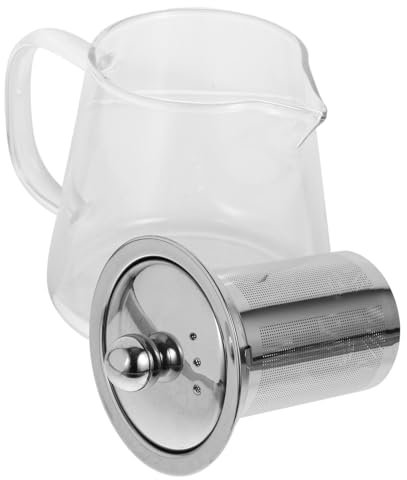 Amosfun Tetera de vidrio de borosilicato transparente con boquilla, hervidor resistente al calor para té de hojas sueltas para uso doméstico y de oficina, fácil de limpiar