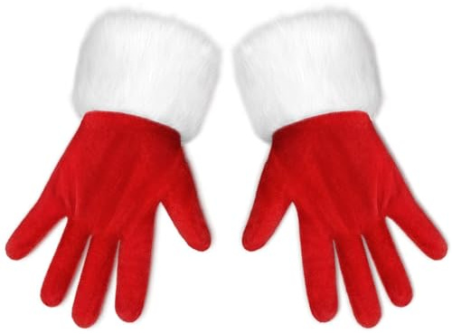 YUYWWAN Rote Samthandschuhe Kurze Damen, Rote Handschuhe Weihnachten, Kostüm Zubehör Weihnachten Plüsch Handschuhe für Damen Weihnachten Rollenspiel