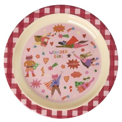 Rice Kinderteller Melamin Teller rund - Pink - Hero Print