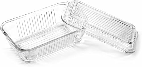 PNJB Glass Butter Dish with Lid, Elegant, Thick & Durable, Transparent Design, Butter Container for Kitchen, Dining & Tabletop Use, Odor-Resistant & Easy to Clean Butter Storage Box