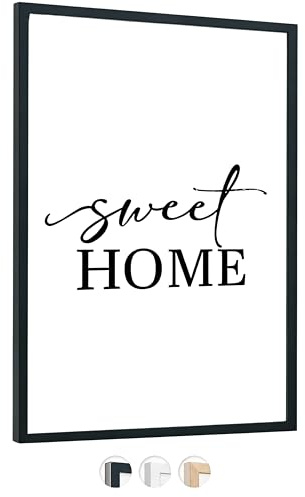 edihome, Cornice 40x60, in Legno con Laminato Acrilico, per Diplomi, Certificati, Poster e Foto, Decorazione da Parete, Soggiorno o Ufficio (Nero, 40x60 cm)