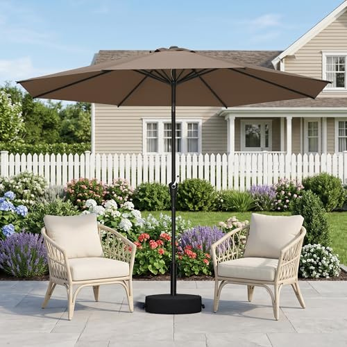 PURPLE LEAF Parasol Inclinable 3 m Taupe avec Pied Croix et Sac de Lestage | Inclinaison bidirectionnelle ajustable, Montage facile et rapide,Protection UV haute performance, Piscine, Terrasse, Bistrot
