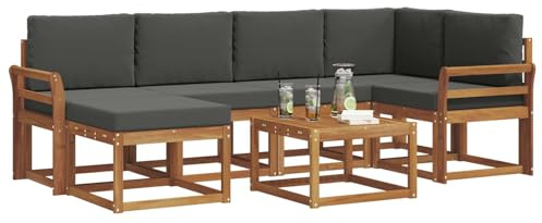 vidaXL Outdoor-Sofagarnitur mit Kissen 7 pcs Natur und Anthrazit, Garten, modern, langlebiges Outdoor-ecksofa-Set, Patio-Lounge-möbel, terrasse-innenwohnen-Komfort