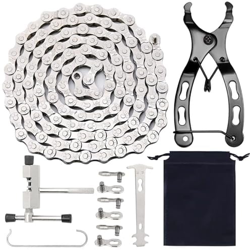 GothicBride Fahrradketten Werkzeug Set 6/7/8 Fach 116 Glieder Fahrrad Kette | Kettenbrecher mit Kettenschloss Zange Ketten Entferner und 3 Paar Kettenschloss für Mountainbike Stahl Bike Chain