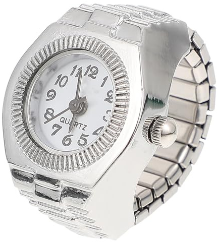 UKCOCO Elegante Damen Fingeruhr mit Quarzwerk und Weißem Zifferblatt Bequemer Legierungsmaterial Klassischer Stil für Alltag und Casual Events