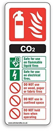 Lot de 5 panneaux d'identification pour extincteur CO2, 100 mm x 280 mm